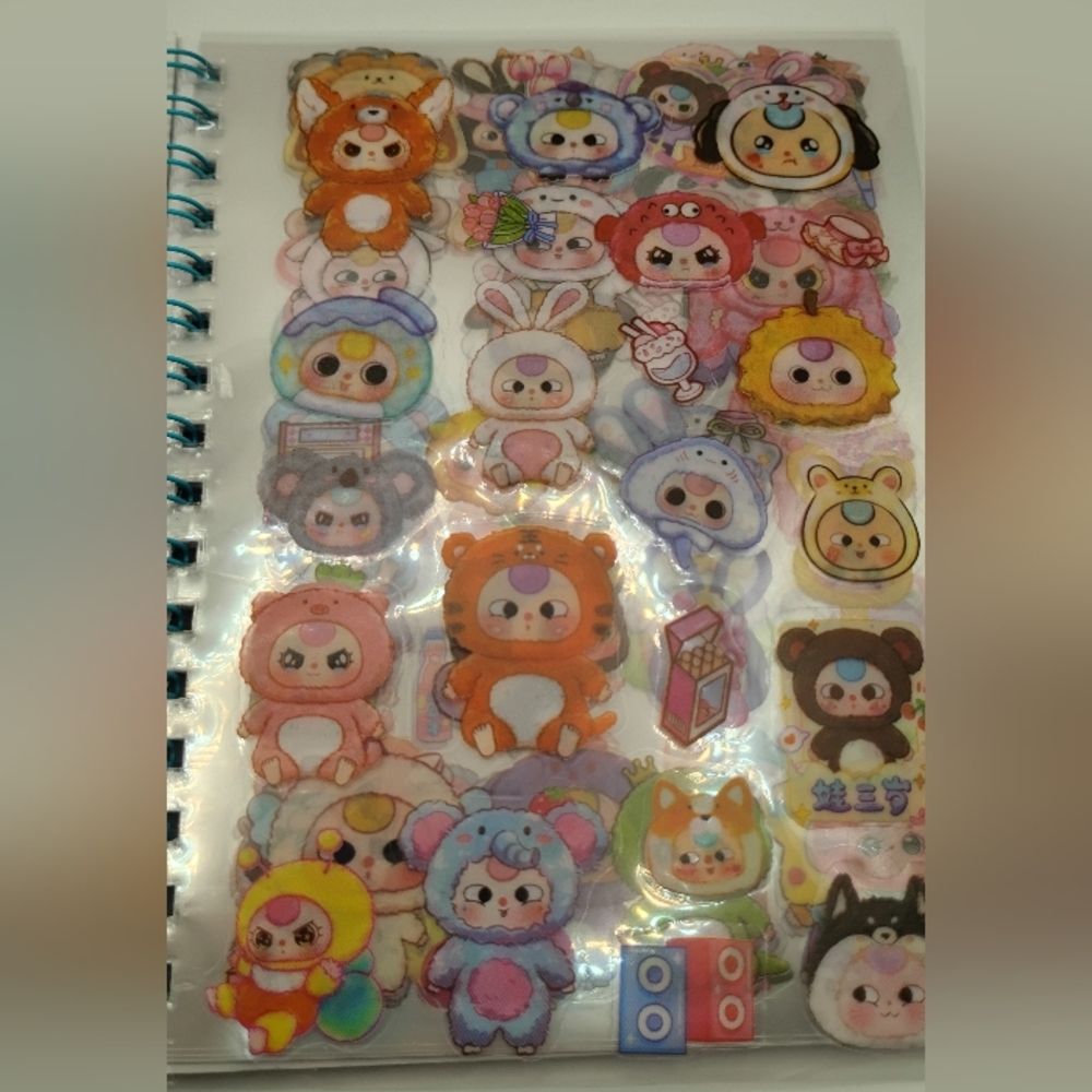 Baby Three Blue Sticker&Paper Spiral Notebook - Picture 3 of 4